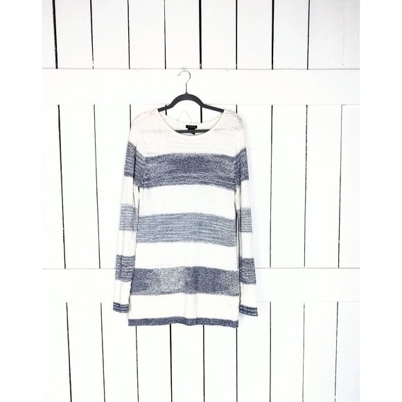 Vintage 90s Calvin Klein striped woven knit slouchy pullover - Picture 1 of 4